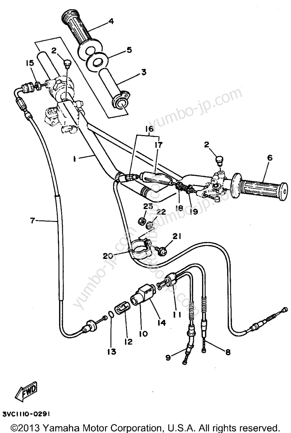 Handlebar - Cable for motorcycles YAMAHA RT180A 1990 year