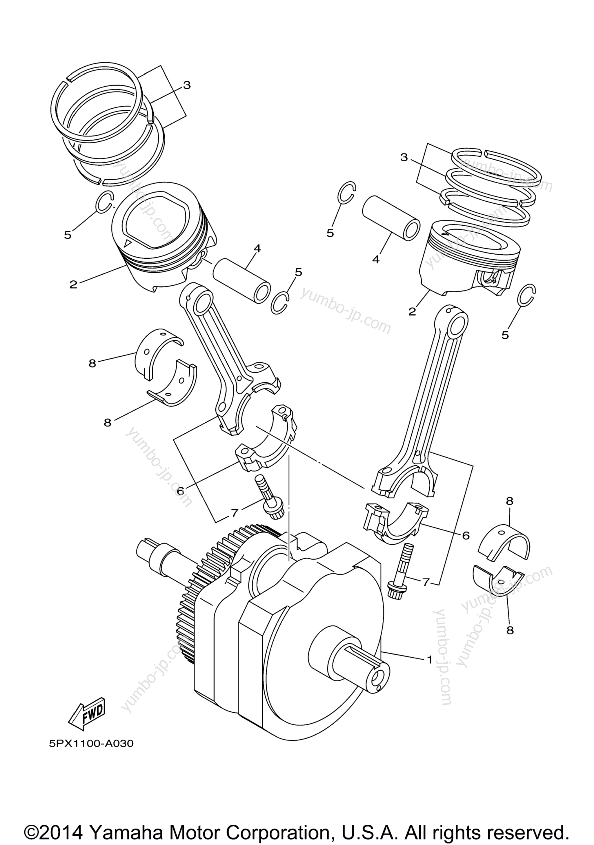 CRANKSHAFT PISTON for motorcycles YAMAHA ROAD STAR WARRIOR w/flames (XV17PCTC-F) CA 2005 year