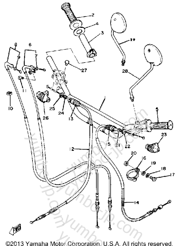 Handlebar Cable for motorcycles YAMAHA XT250H 1981 year