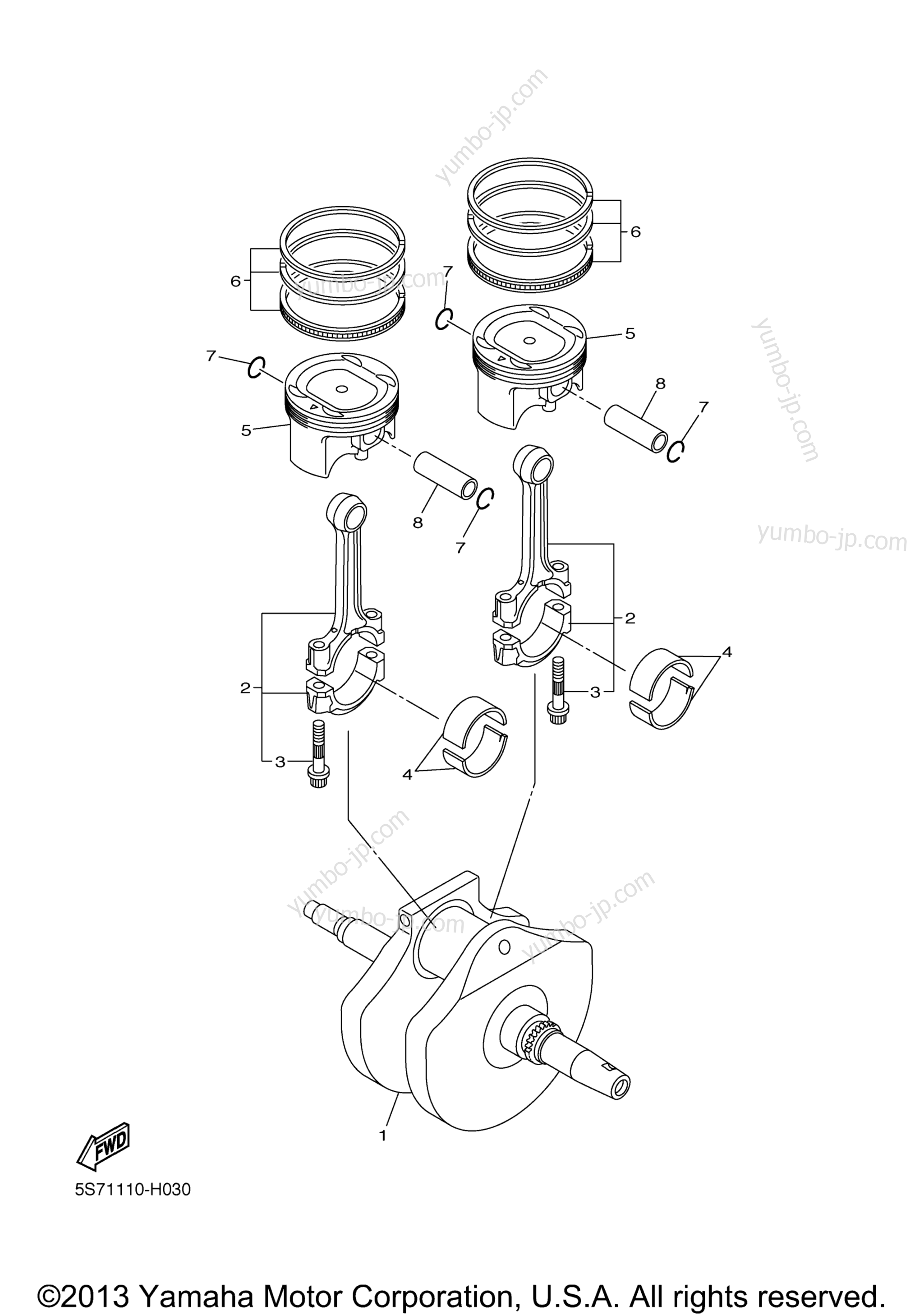 CRANKSHAFT PISTON for motorcycles YAMAHA V STAR 950 TOURER (XVS95CTDB) 2013 year