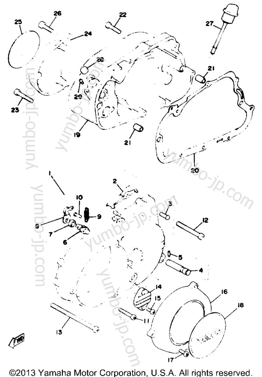 CRANKCASE COVER for motorcycles YAMAHA RD125C 1976 year