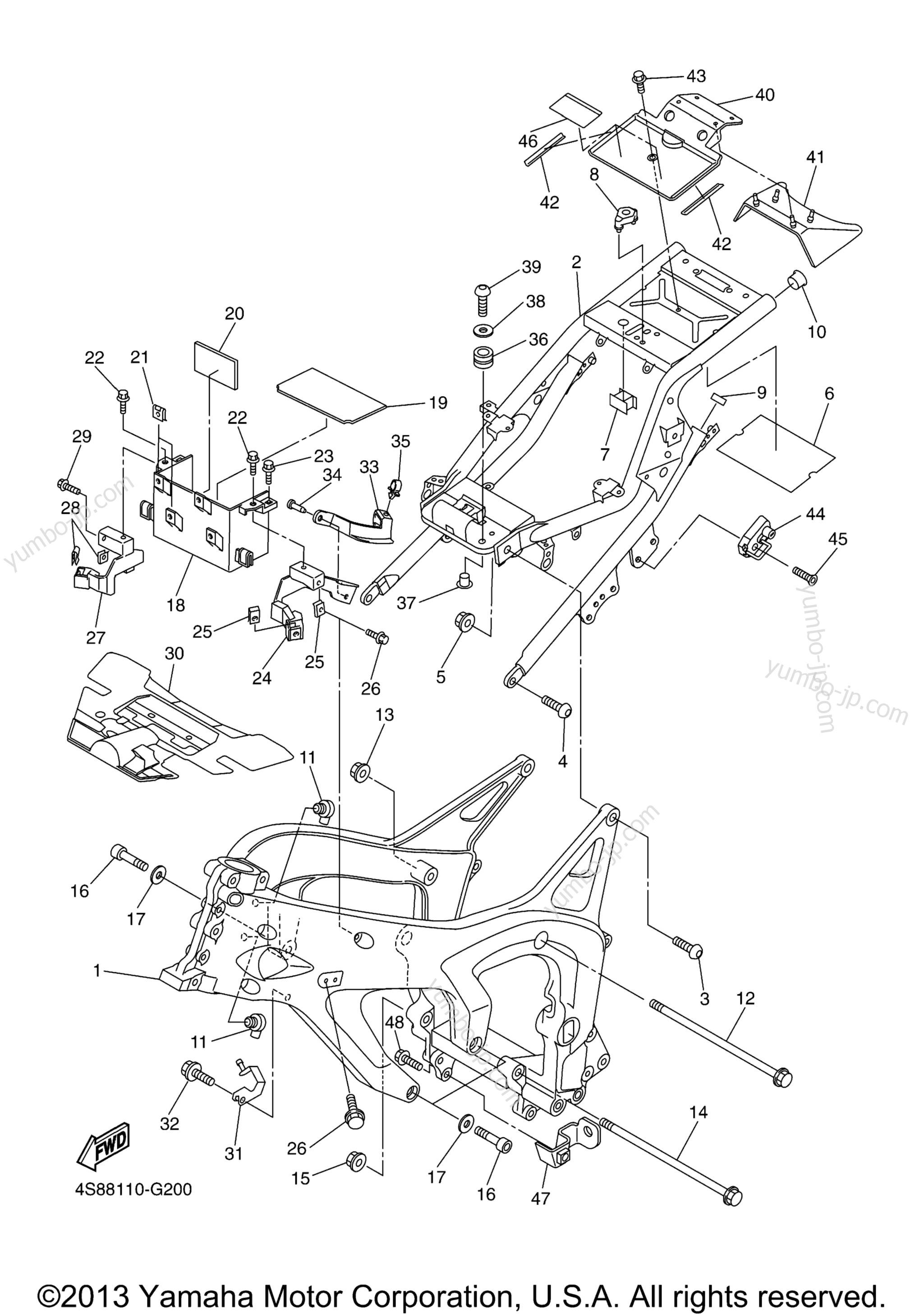 FRAME for motorcycles YAMAHA FZ6 (FZS6XCB) CA 2008 year