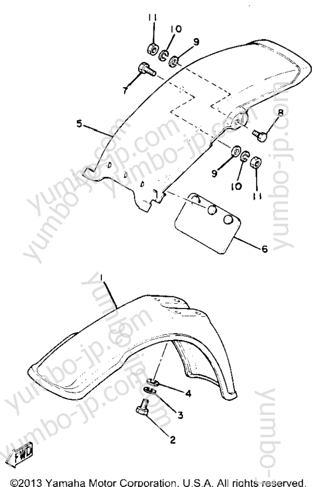 Front Fender - Rear Fender for motorcycles YAMAHA YZ50G 1980 year