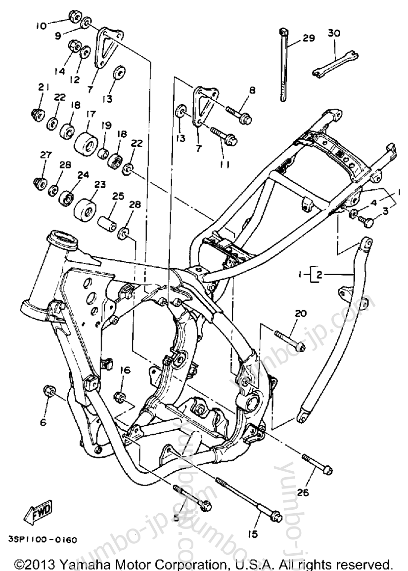 FRAME for motorcycles YAMAHA YZ250A 1990 year