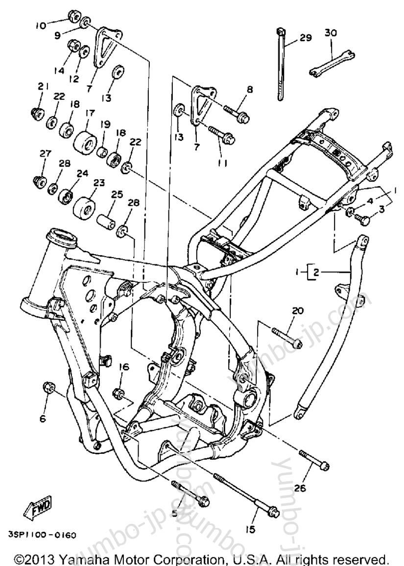 FRAME для мотоциклов YAMAHA YZ250A 1990 г.