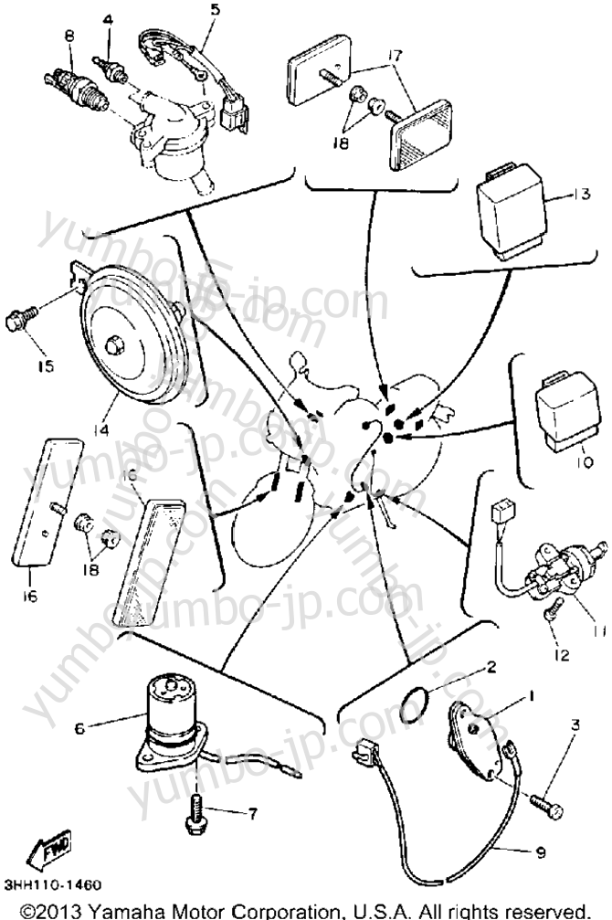 Electrical 2 for motorcycles YAMAHA FZR600RD 1992 year