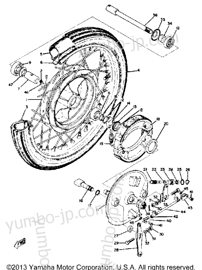 FRONT WHEEL for motorcycles YAMAHA DS7 1972 year