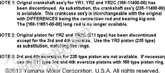 Crank - Piston (Notes Only) for motorcycles YAMAHA YR1 1967 year