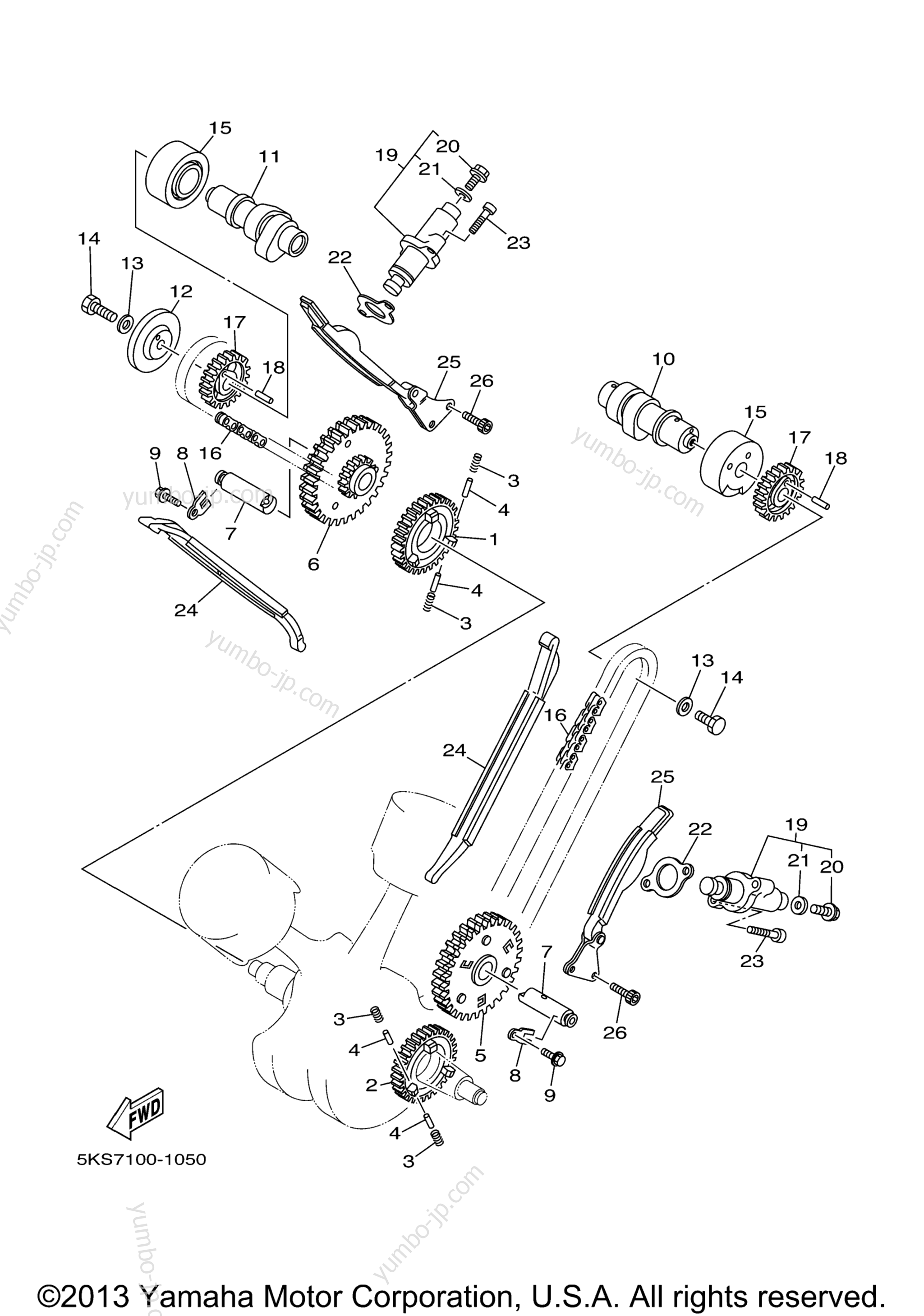 Camshaft Chain для мотоциклов YAMAHA V -STAR 1100 MIDNIGHT CUSTOM (XVS11T) 2005 г.