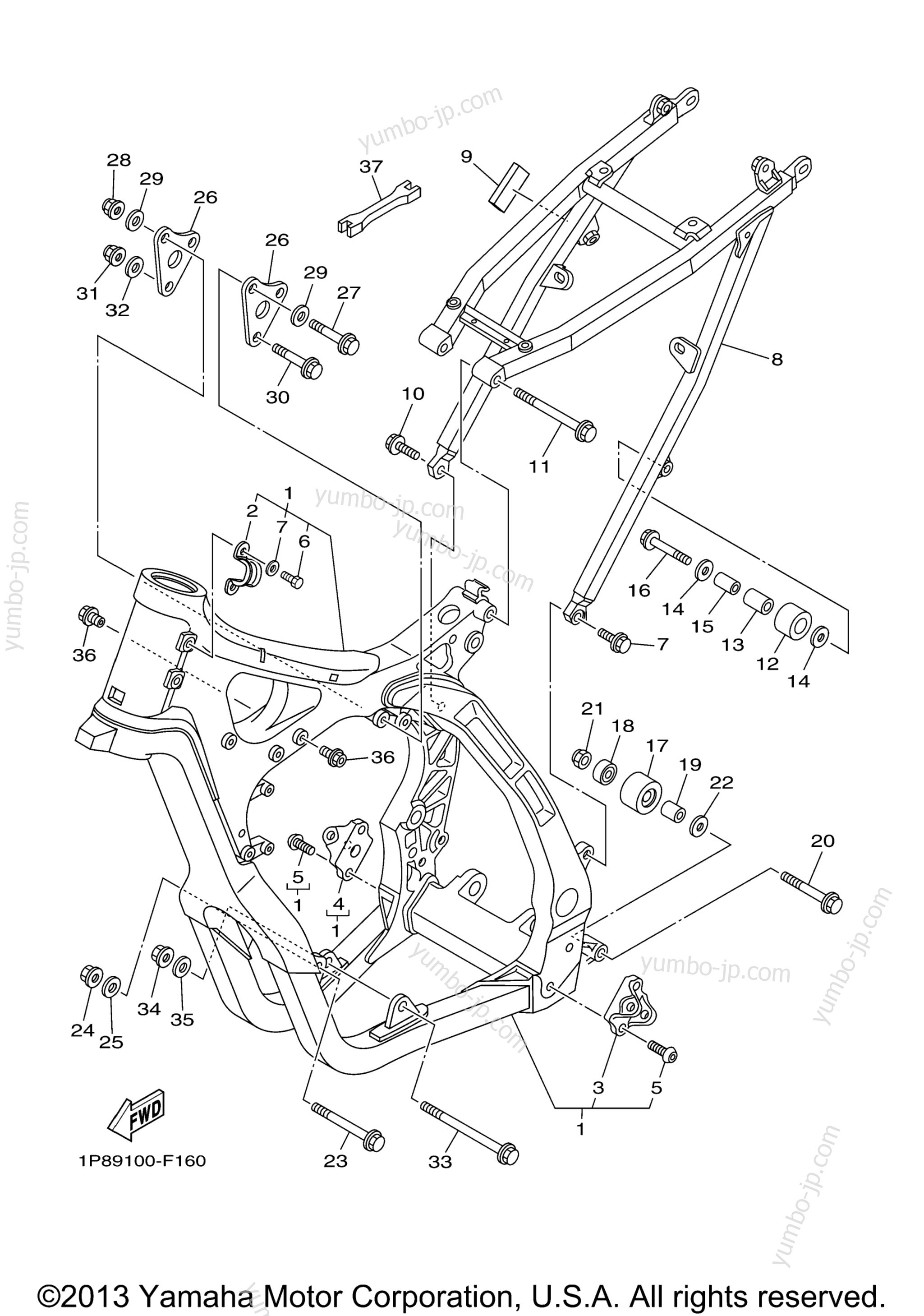 FRAME для мотоциклов YAMAHA YZ250 (YZ250W1) 2007 г.