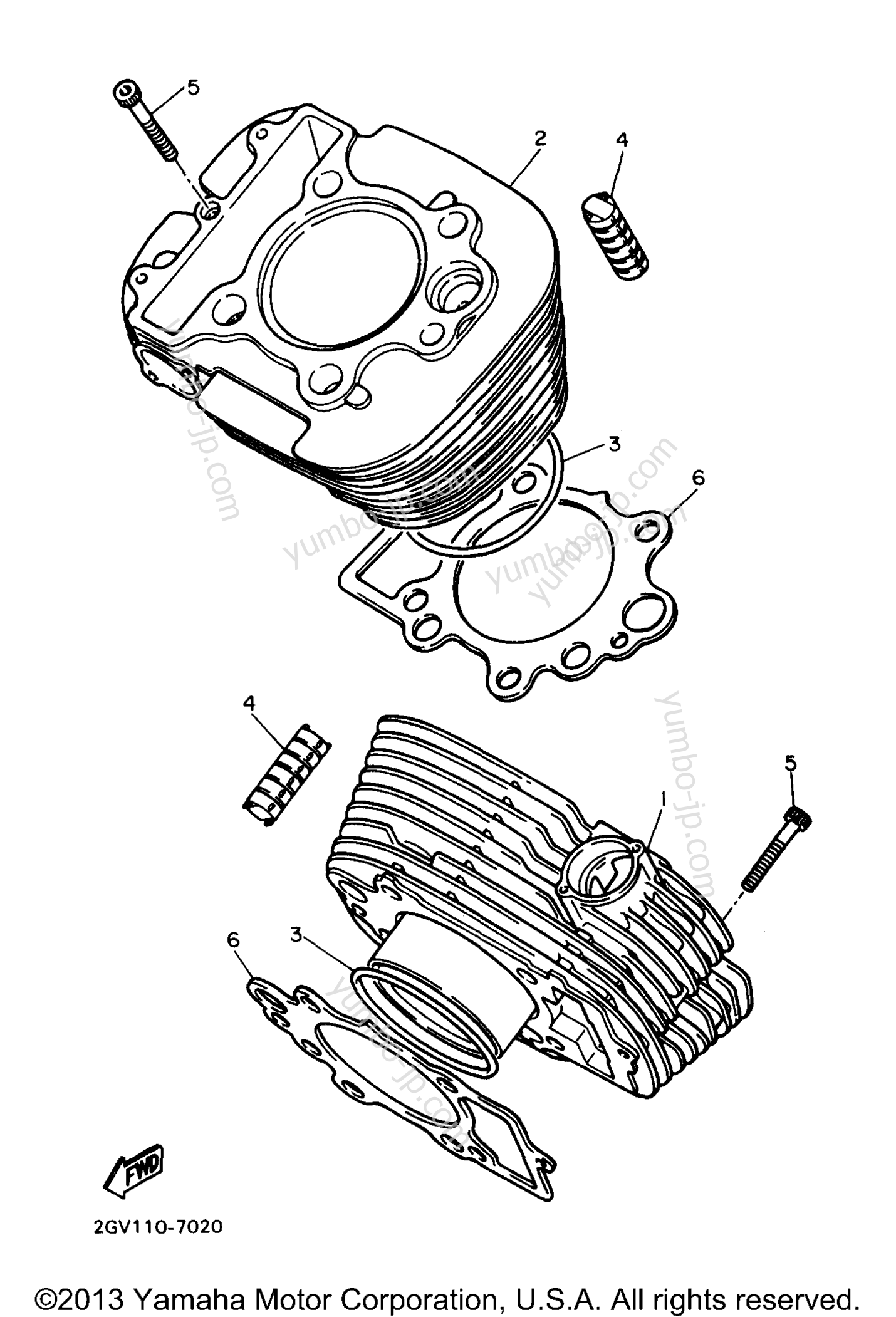 CYLINDER for motorcycles YAMAHA VIRAGO 535 (XV535JC) CA 1997 year