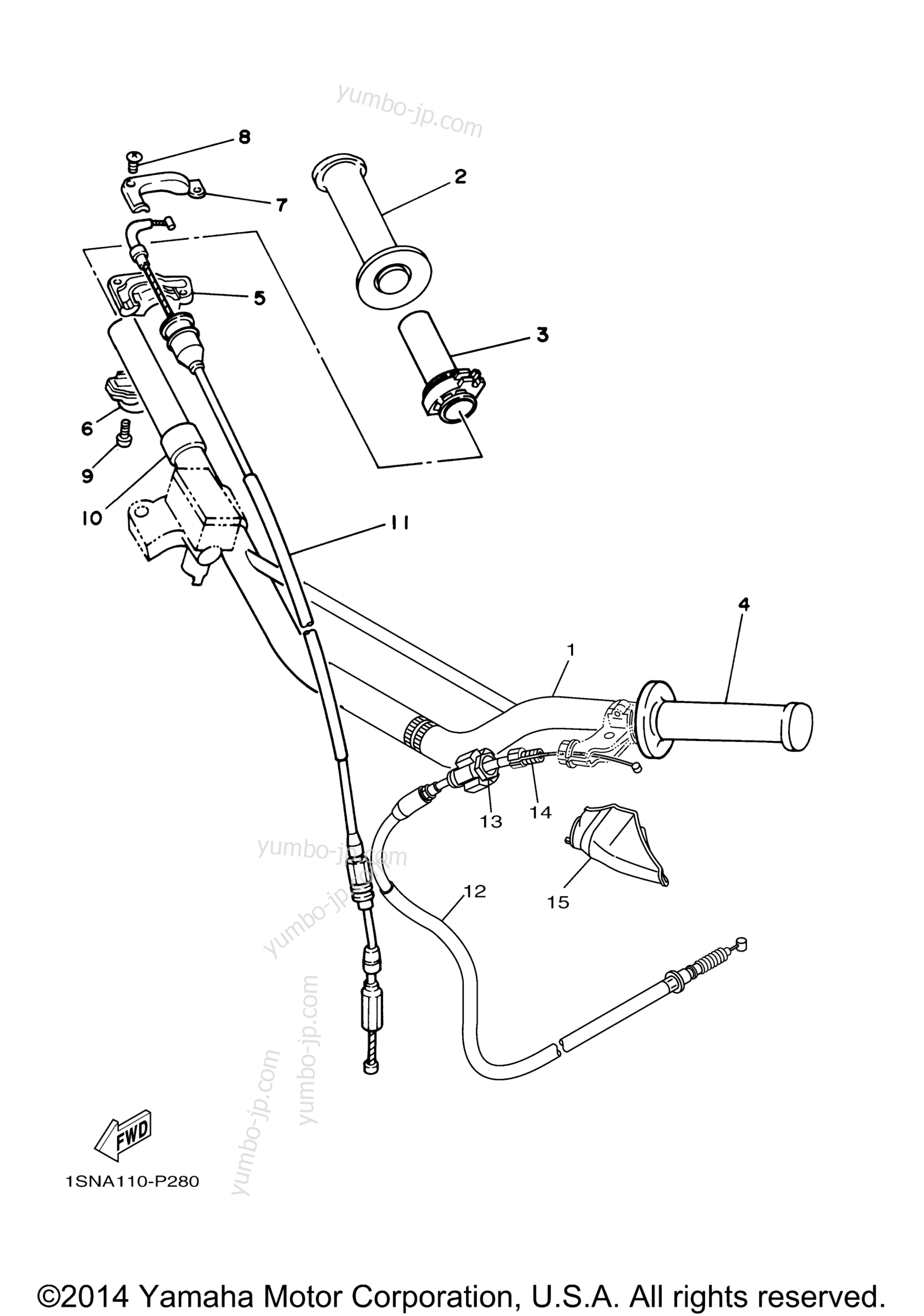 Steering Handle Cable для мотоциклов YAMAHA YZ85 (YZ85F) 2015 г.