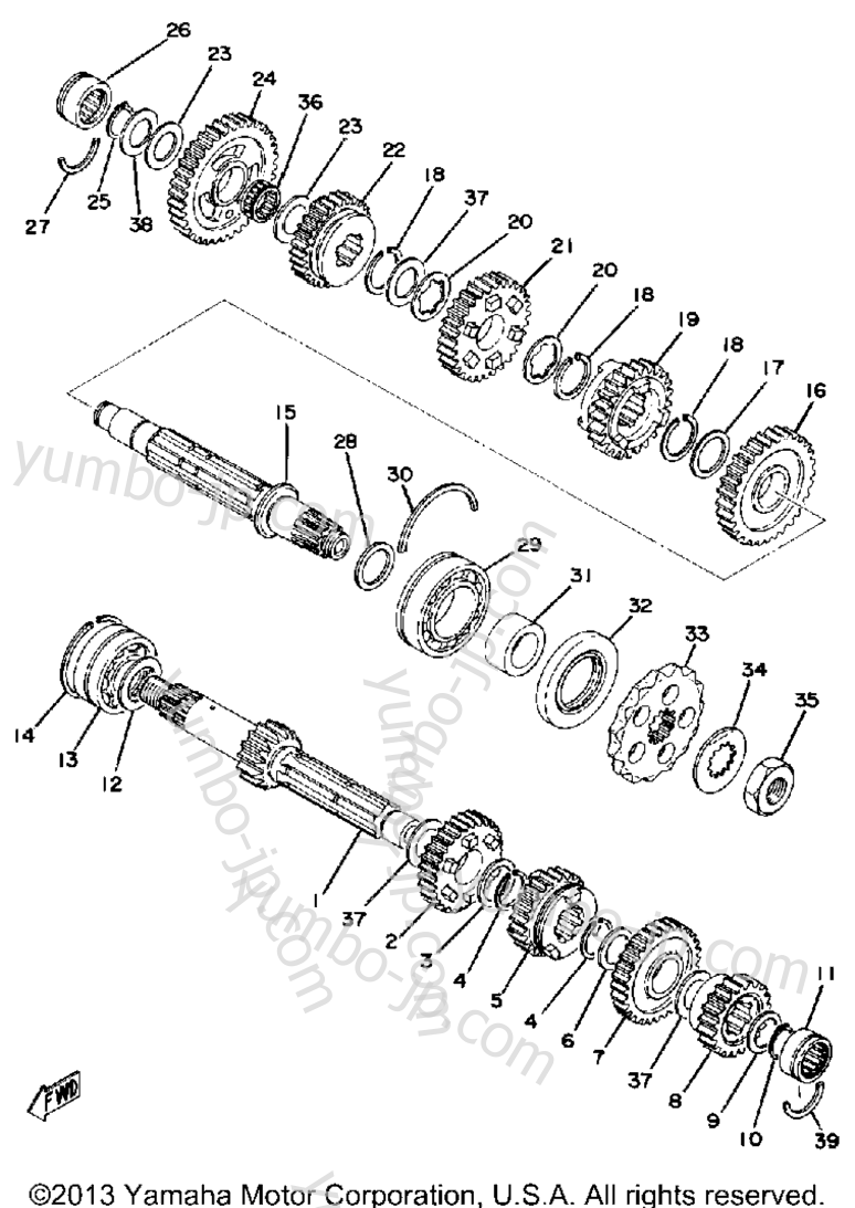 TRANSMISSION for motorcycles YAMAHA XS500D 1977 year