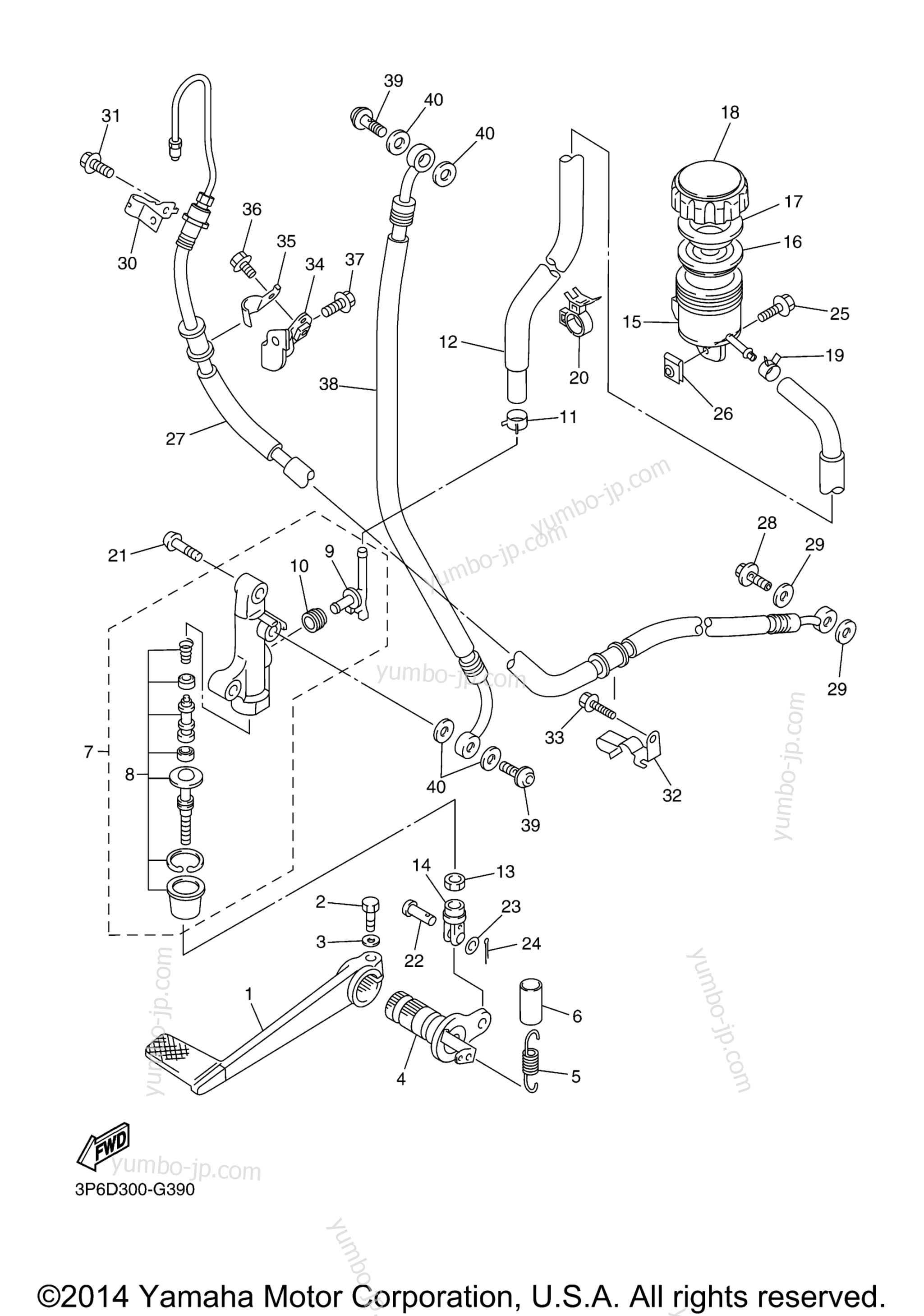 REAR MASTER CYLINDER for motorcycles YAMAHA FJR1300A (FJR13AACS) CA 2011 year