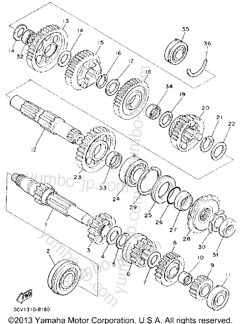 TRANSMISSION for motorcycles YAMAHA FJ1200A 1990 year