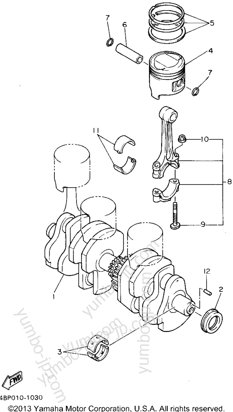 CRANKSHAFT PISTON for motorcycles YAMAHA SECA II (XJ600SGC) CA 1995 year