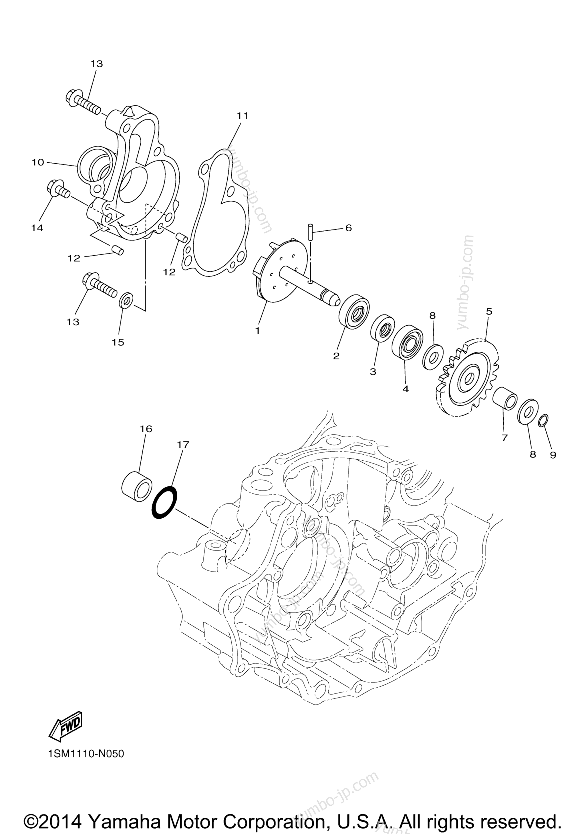 WATER PUMP for motorcycles YAMAHA YZ250FX (YZ250FXF) 2015 year