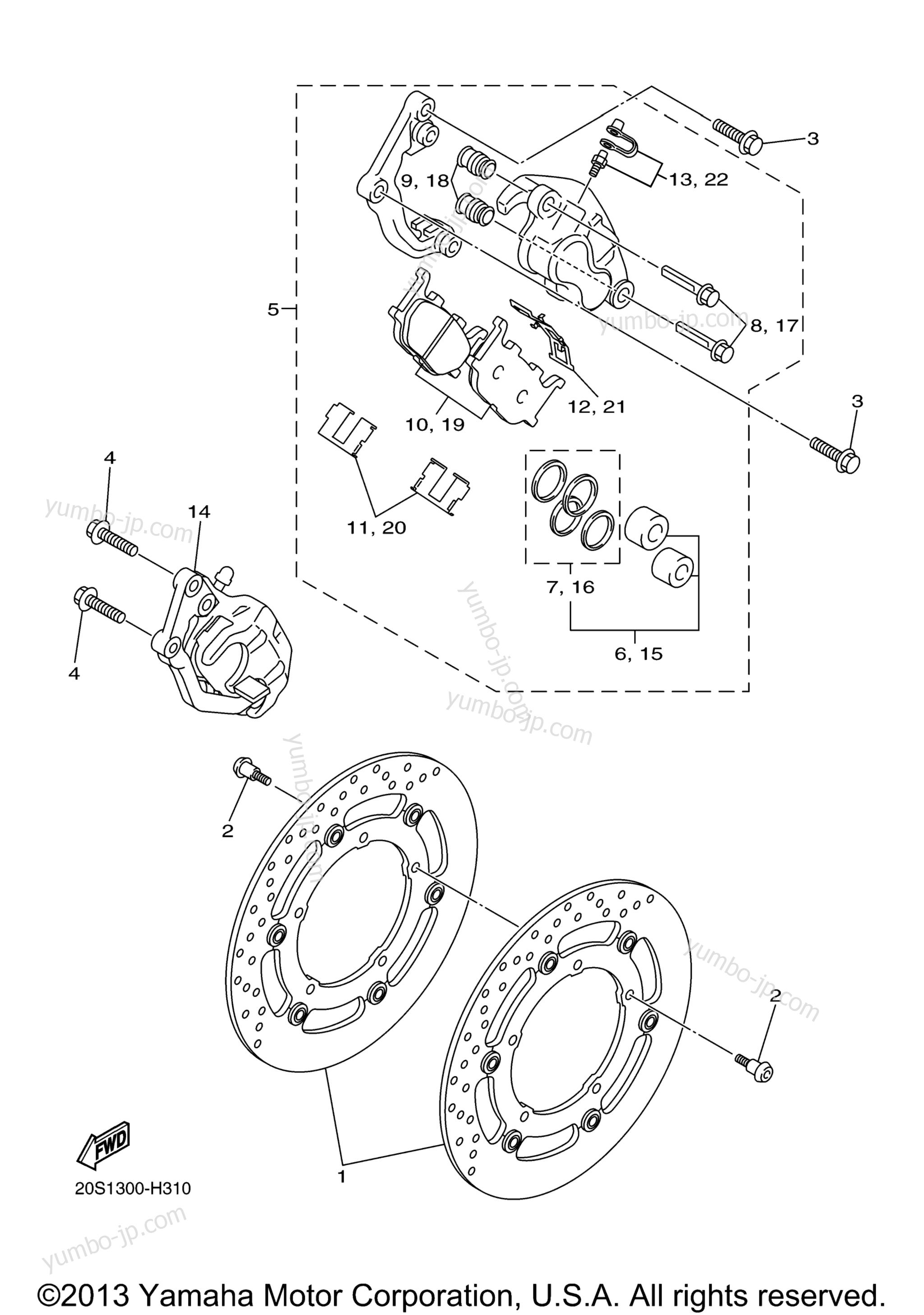 FRONT BRAKE CALIPER for motorcycles YAMAHA FZ6R (FZ6RYY) 2009 year