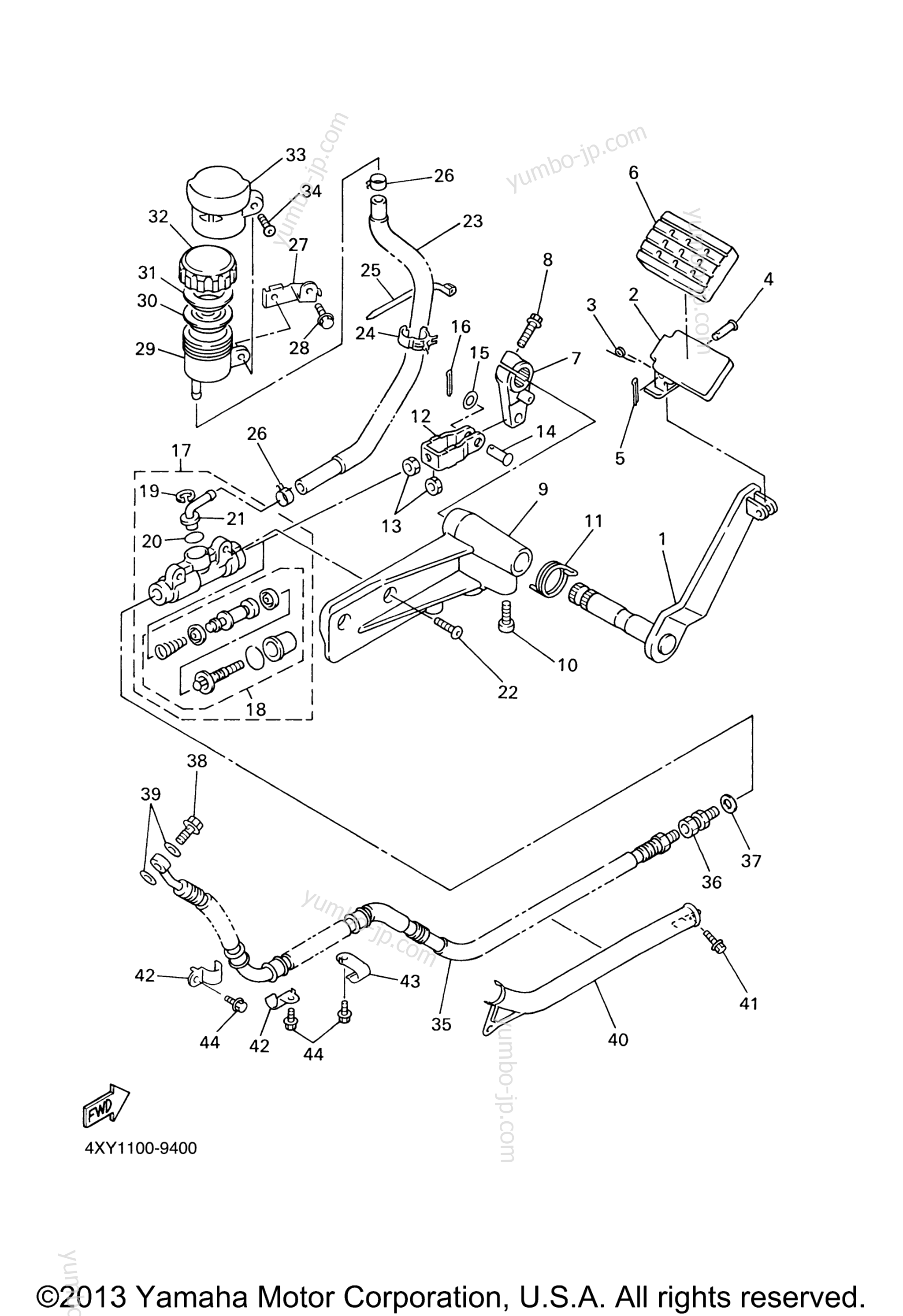 REAR MASTER CYLINDER для мотоциклов YAMAHA ROYAL STAR VENTURE (XVZ1300TFR) 2003 г.