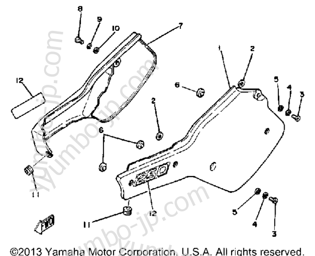 SIDE COVER for motorcycles YAMAHA IT250J 1982 year