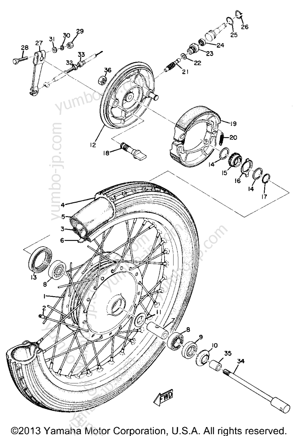 FRONT WHEEL for motorcycles YAMAHA AS2C 1969 year