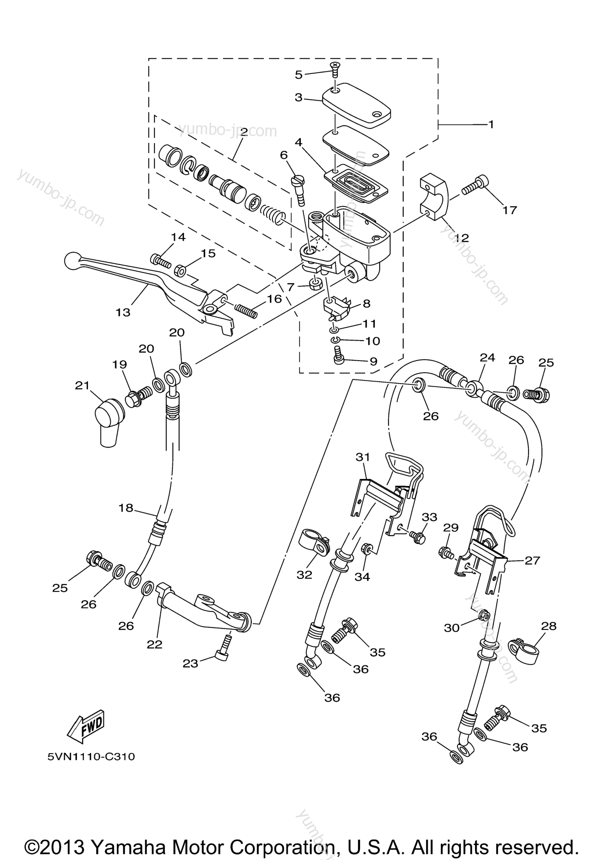 FRONT MASTER CYLINDER for motorcycles YAMAHA ROAD STAR (XV17ASC) CA 2004 year