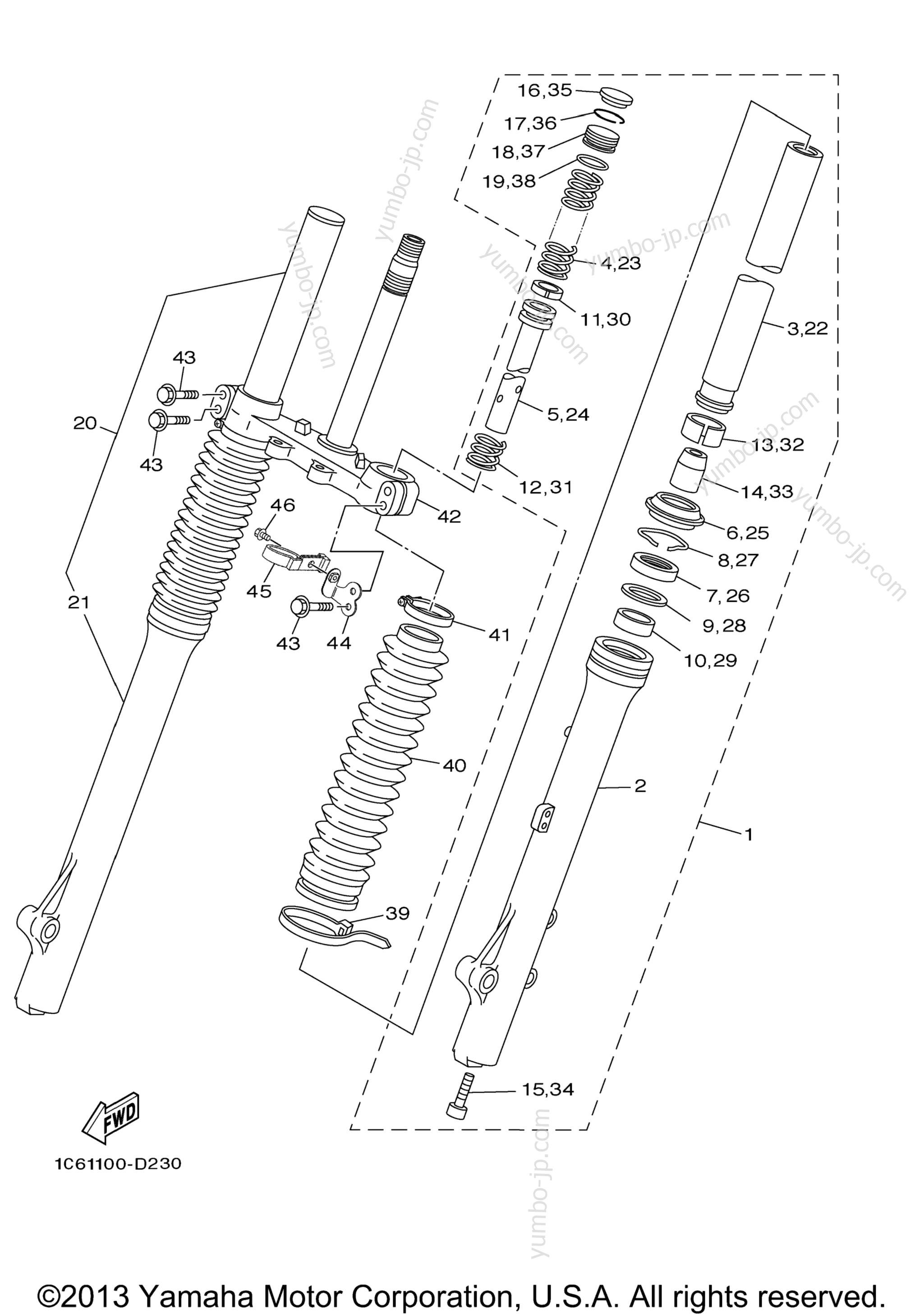 FRONT FORK для мотоциклов YAMAHA TT-R230 (TTR230T) 2005 г.