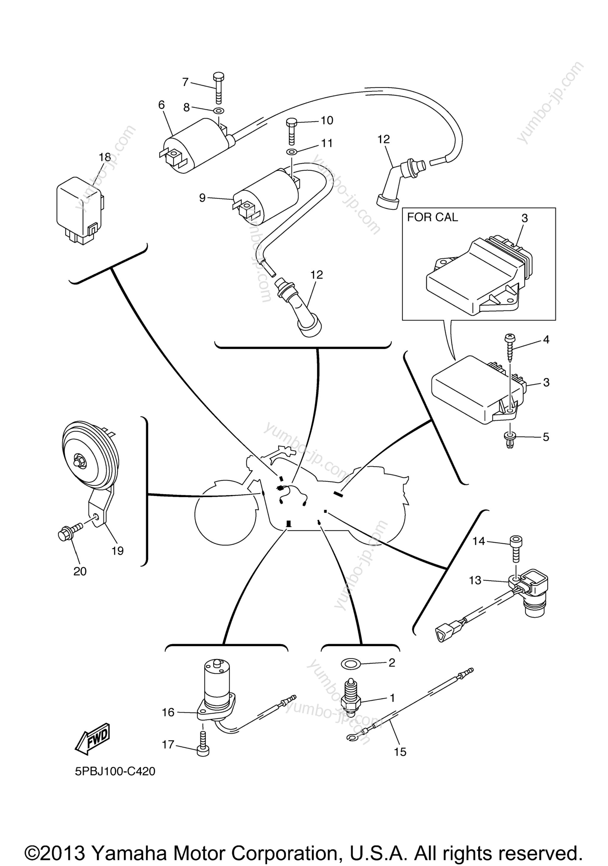 Electrical 1 for motorcycles YAMAHA V STAR 1100 CUSTOM (XVS11SC) CA 2004 year