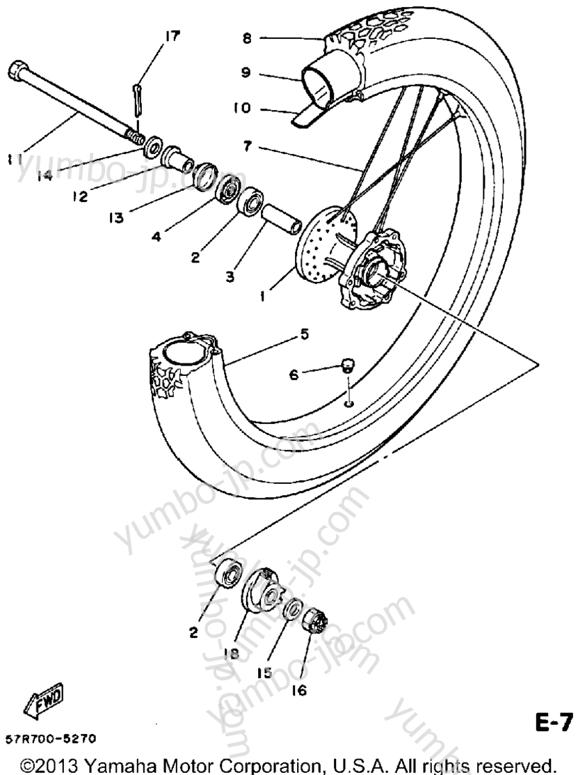 FRONT WHEEL for motorcycles YAMAHA XT350N 1985 year