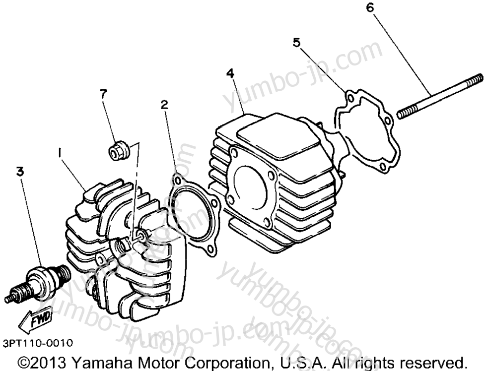 Блок цилиндров для мотоциклов YAMAHA Y-ZINGER (PW50G) 1995 г.