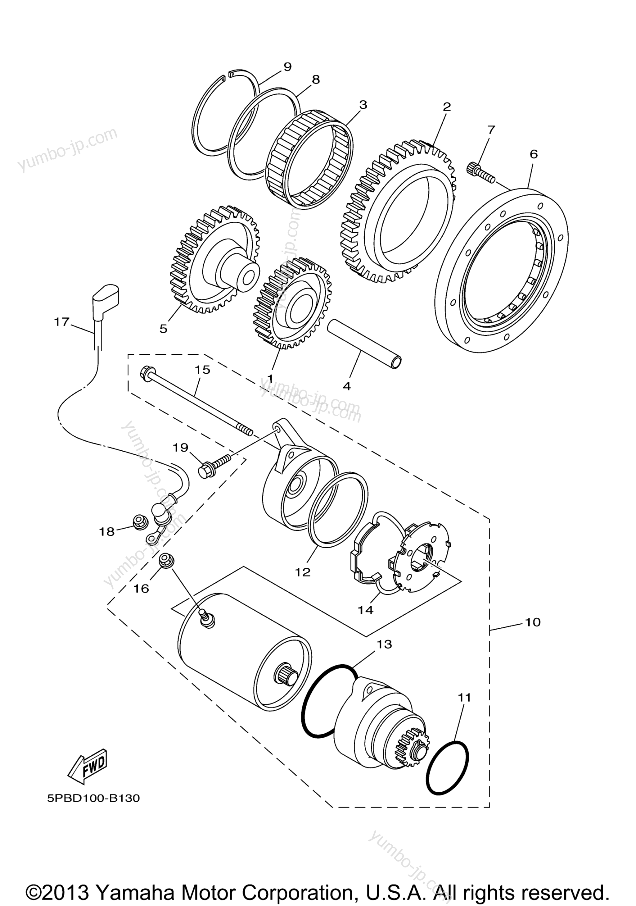 STARTER для мотоциклов YAMAHA V STAR 1100 SILVERADO (CAST WHEEL) (XVS1100ATR) 2003 г.