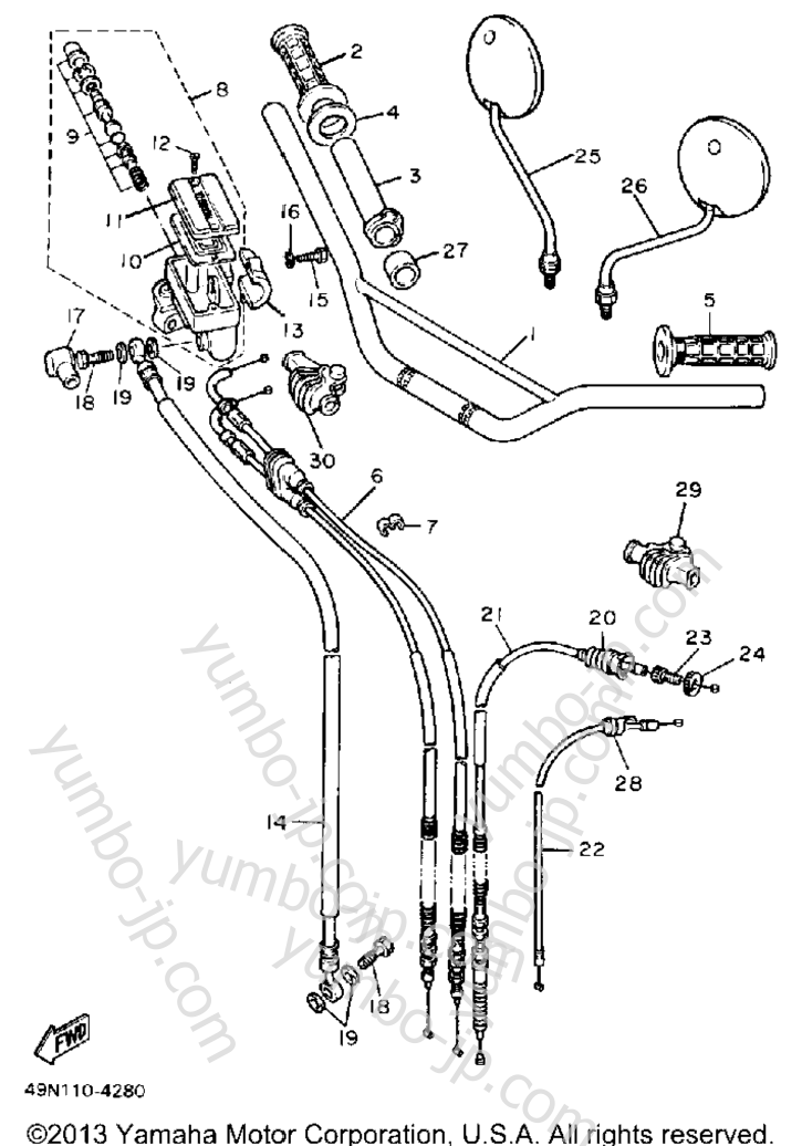 Handlebar - Cable for motorcycles YAMAHA XT600W 1989 year