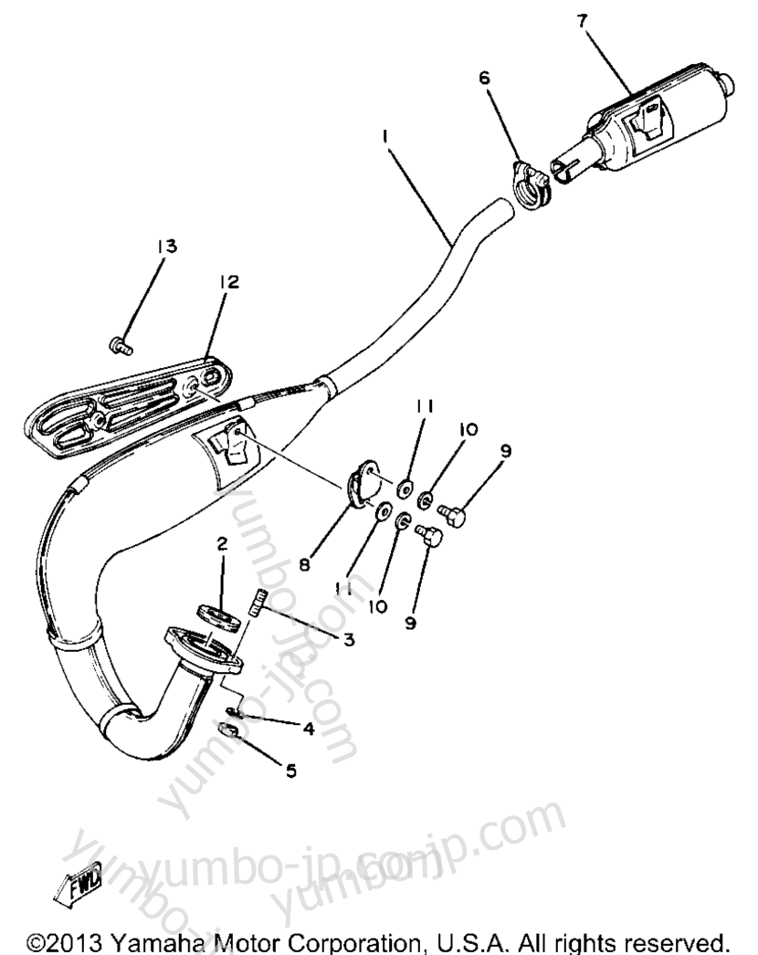 Exhaust Yz80g H for motorcycles YAMAHA YZ80G 1980 year