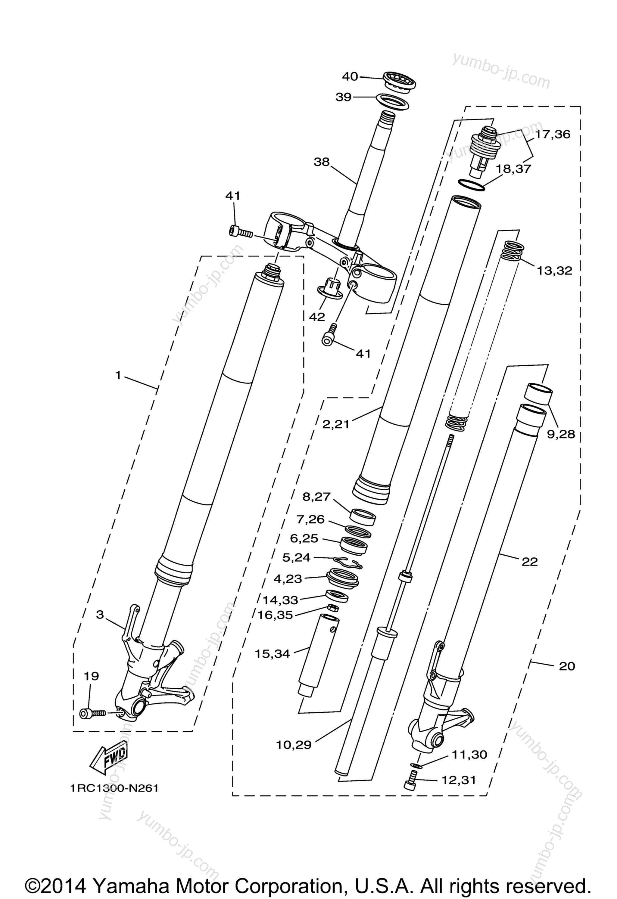 FRONT FORK для мотоциклов YAMAHA FZ09 (FZ09FCGY) CA 2015 г.