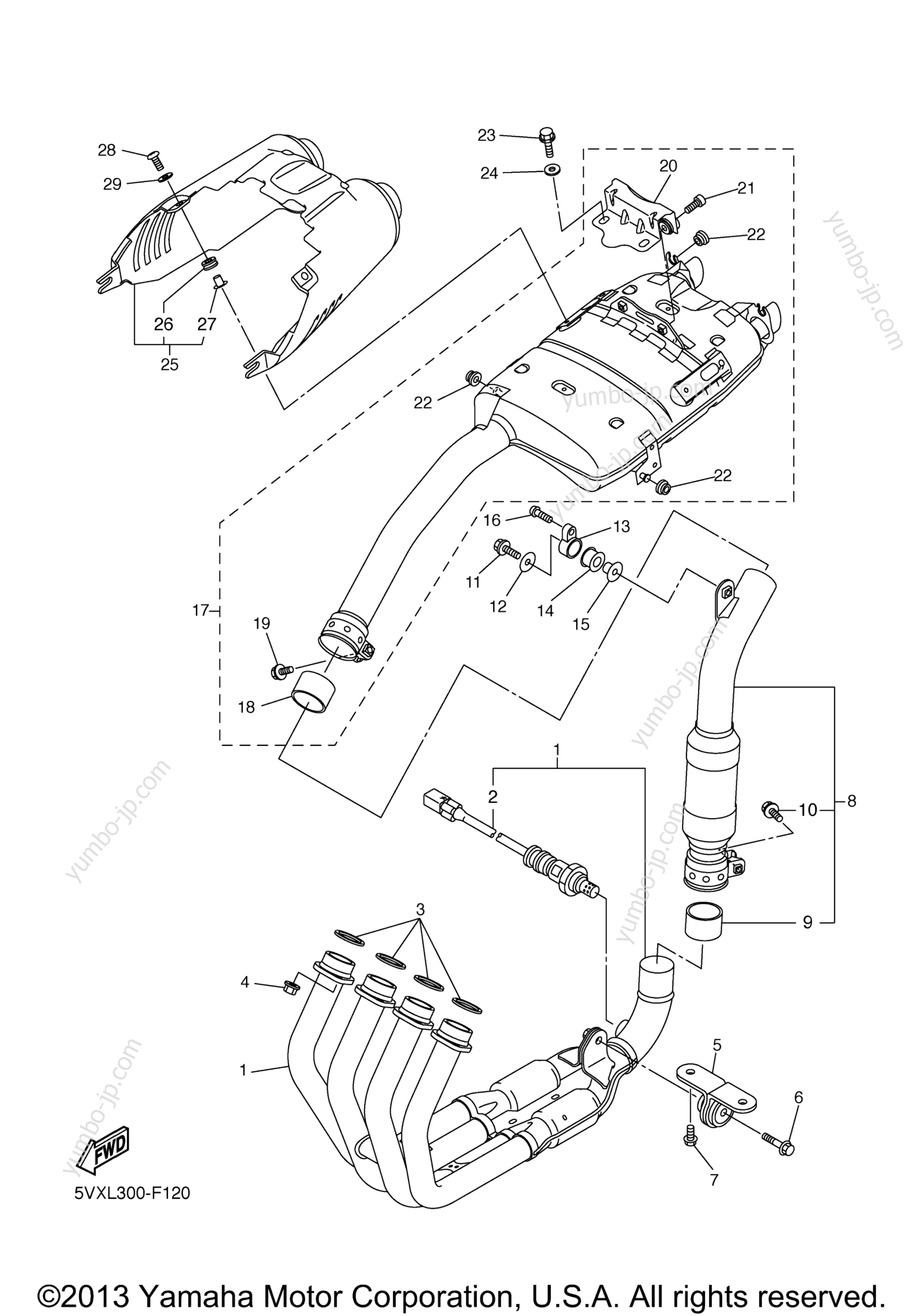 Exhaust for motorcycles YAMAHA FZ6 (FZS6XB) 2008 year