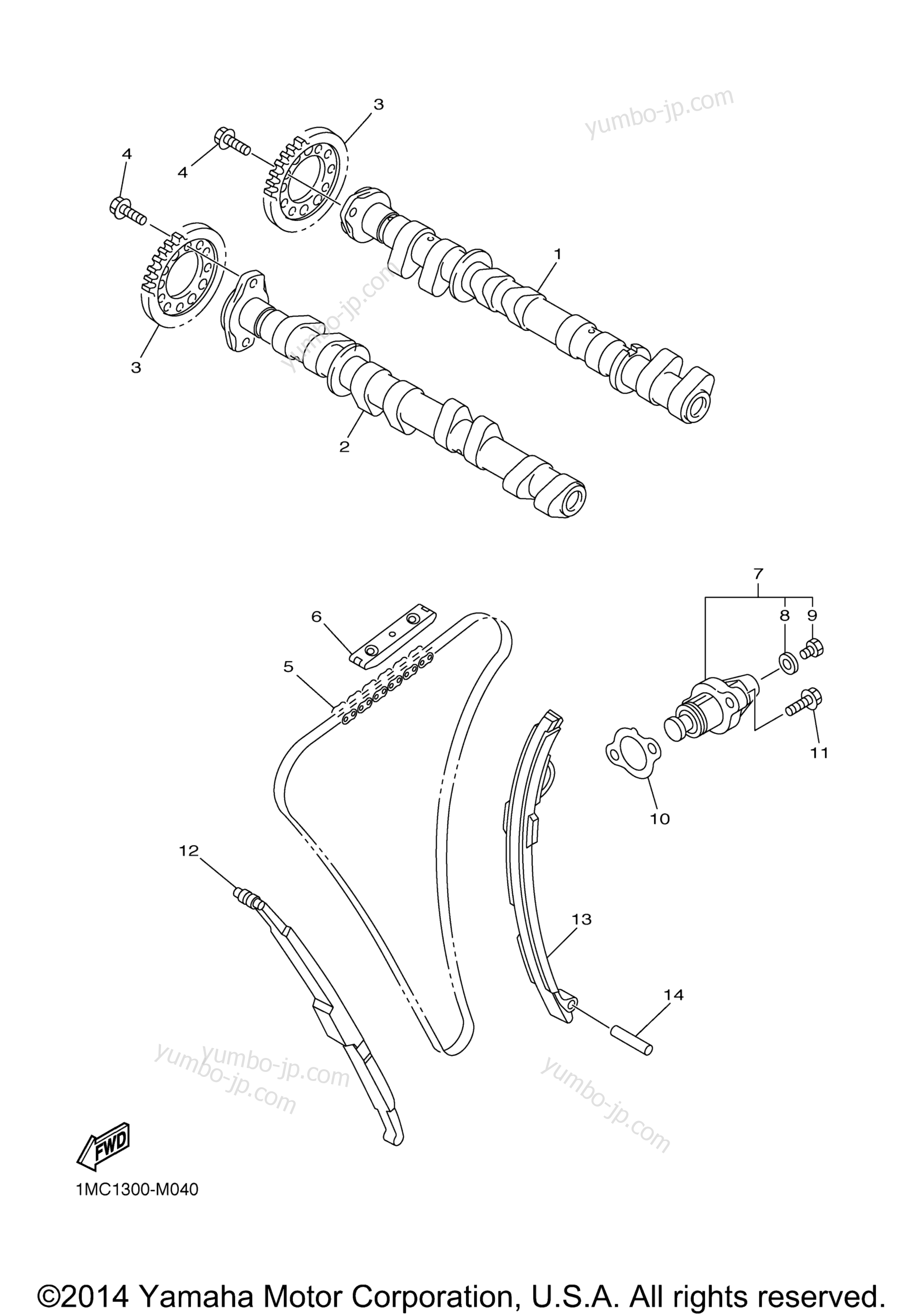 Camshaft Chain для мотоциклов YAMAHA FJR1300A (FJR13AECR) CA 2014 г.