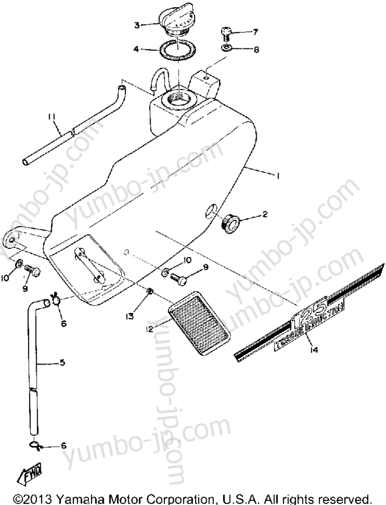 OIL TANK для мотоциклов YAMAHA RD125B 1975 г.