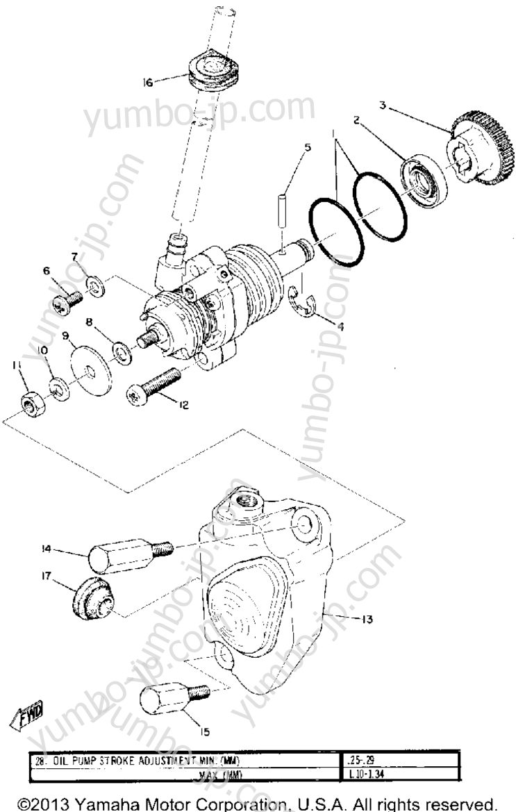 OIL PUMP for motorcycles YAMAHA U7E 1972 year