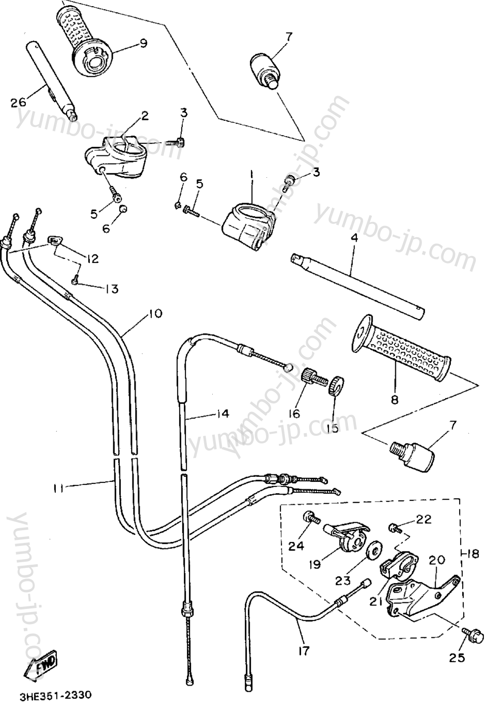 Steering Handle- Cable for motorcycles YAMAHA FZR600RF 1994 year