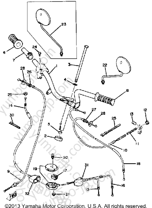 Steering Handle - Cable для мотоциклов YAMAHA QT50K 1983 г.
