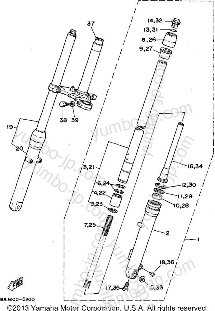 FRONT FORK for motorcycles YAMAHA RT100G 1995 year