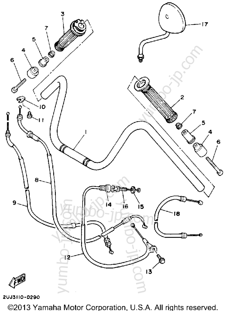 Handlebar Cable для мотоциклов YAMAHA ROUTE 66 (XV250A) 1990 г.