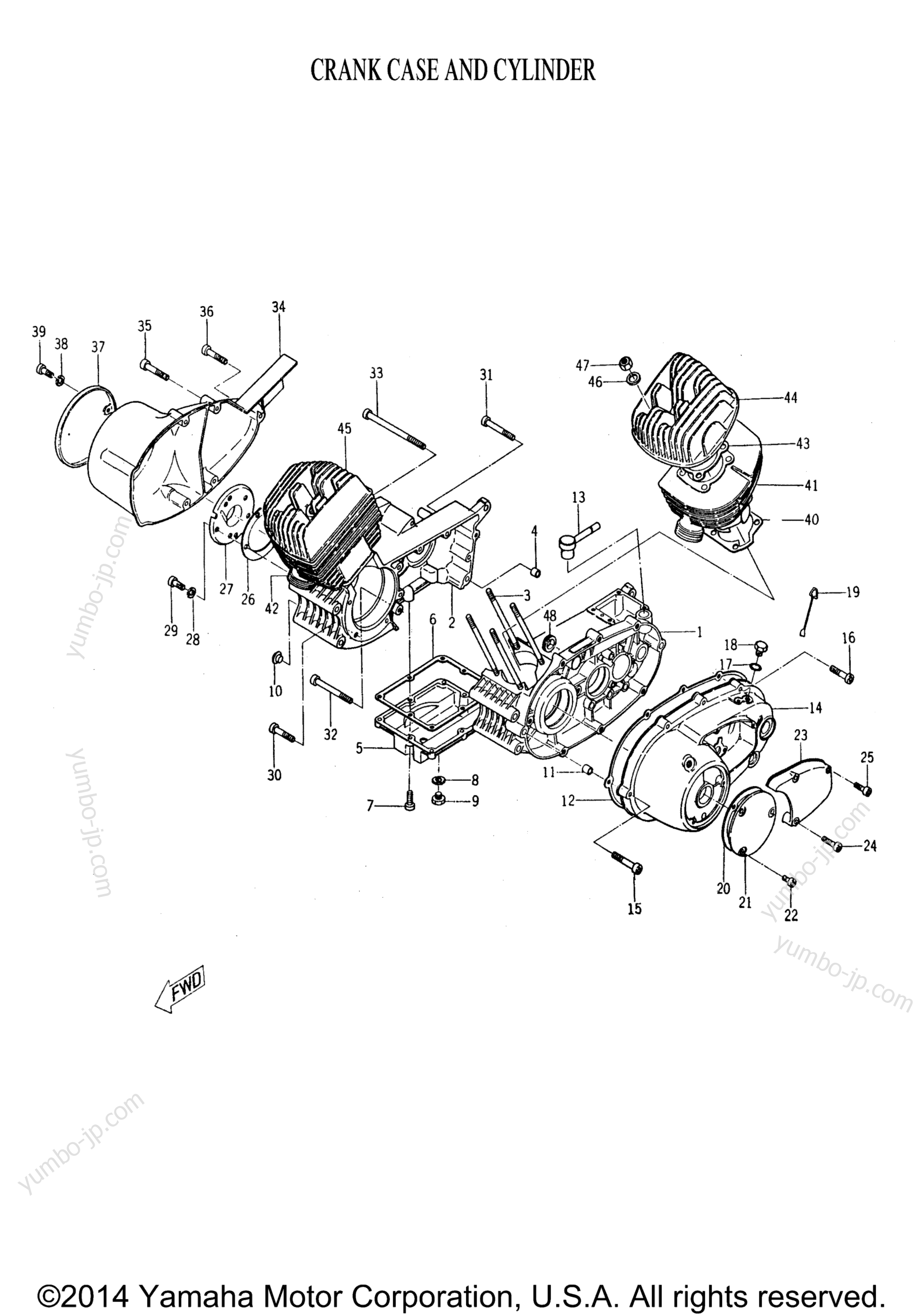 Crankcase And Cylinder for motorcycles YAMAHA YDS3C 1965 year