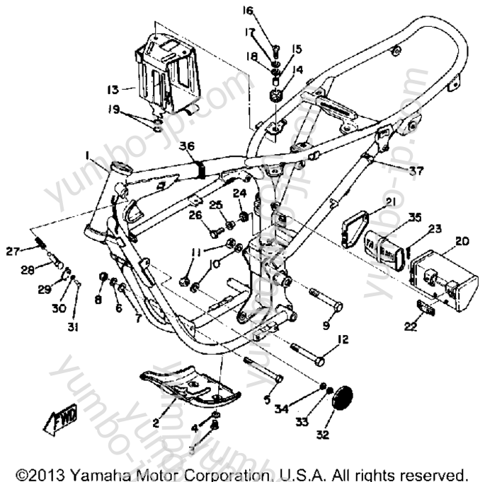 Frame - Side Cover for motorcycles YAMAHA DT125A 1974 year
