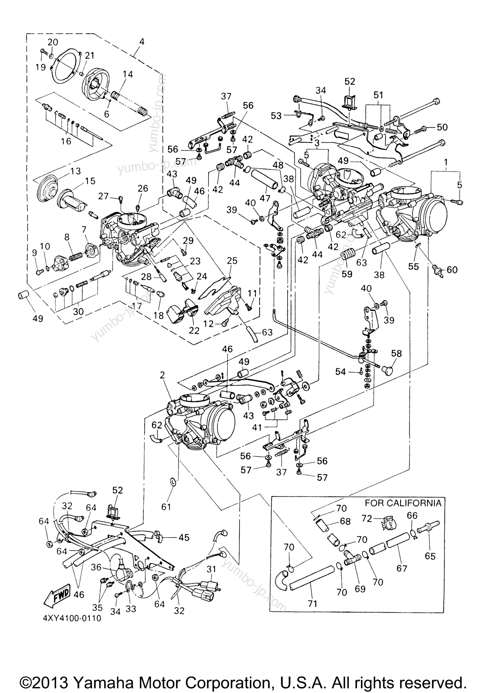 CARBURETOR for motorcycles YAMAHA ROYAL STAR VENTURE (XVZ1300TFP) CA 2002 year