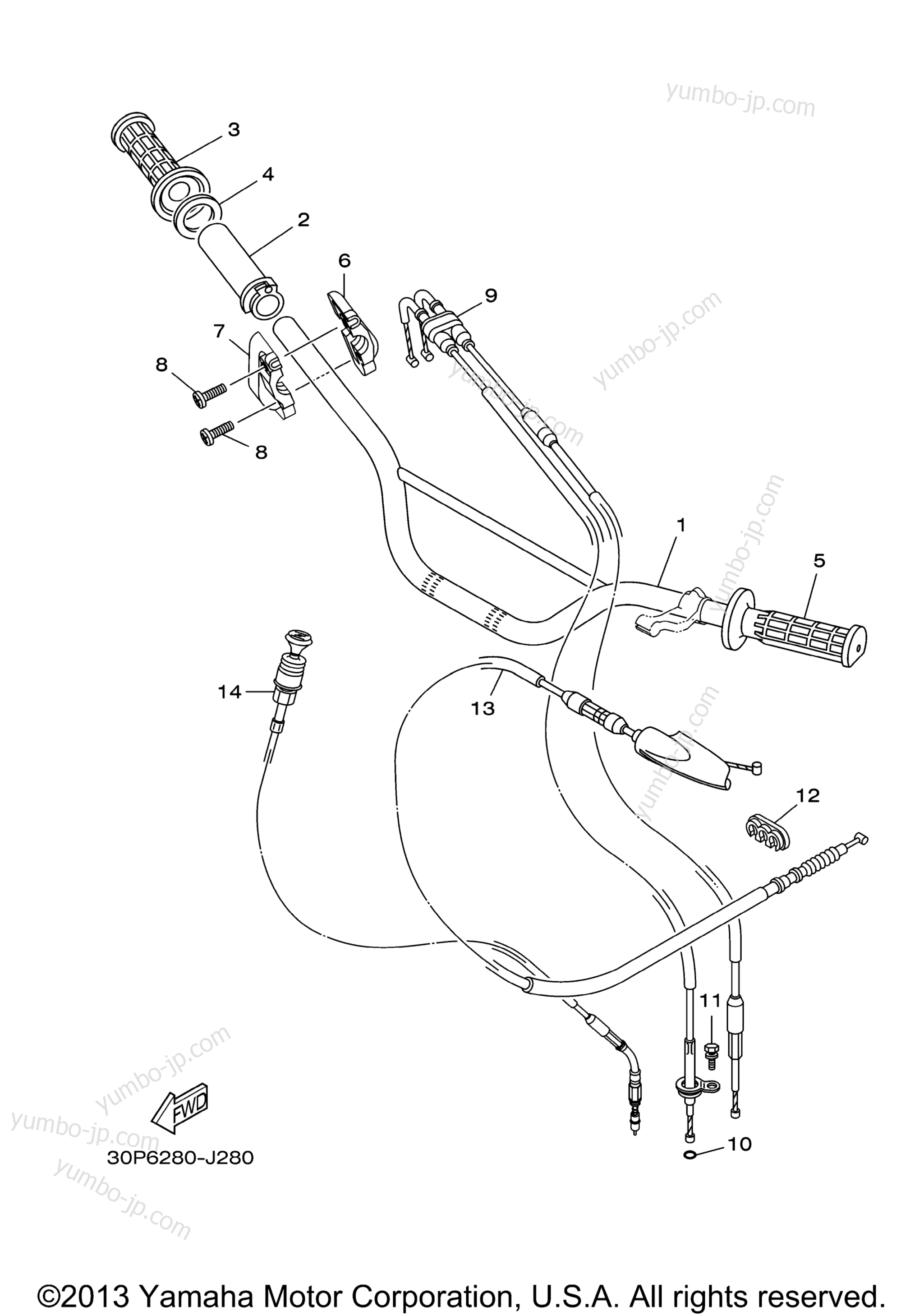 Steering Handle Cable для мотоциклов YAMAHA TTR125LE (TTR125LEE) 2014 г.
