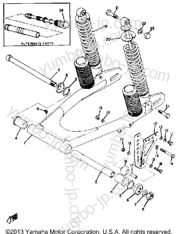 Rear Arm - Rear Cushion for motorcycles YAMAHA SC500 1973 year