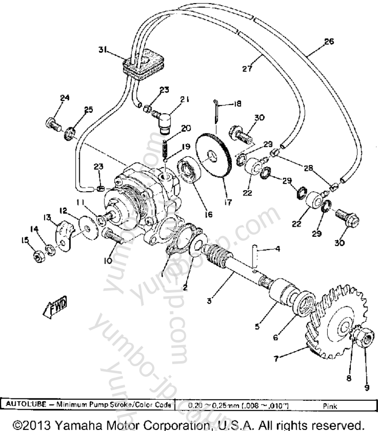 OIL PUMP for motorcycles YAMAHA RD125B 1975 year