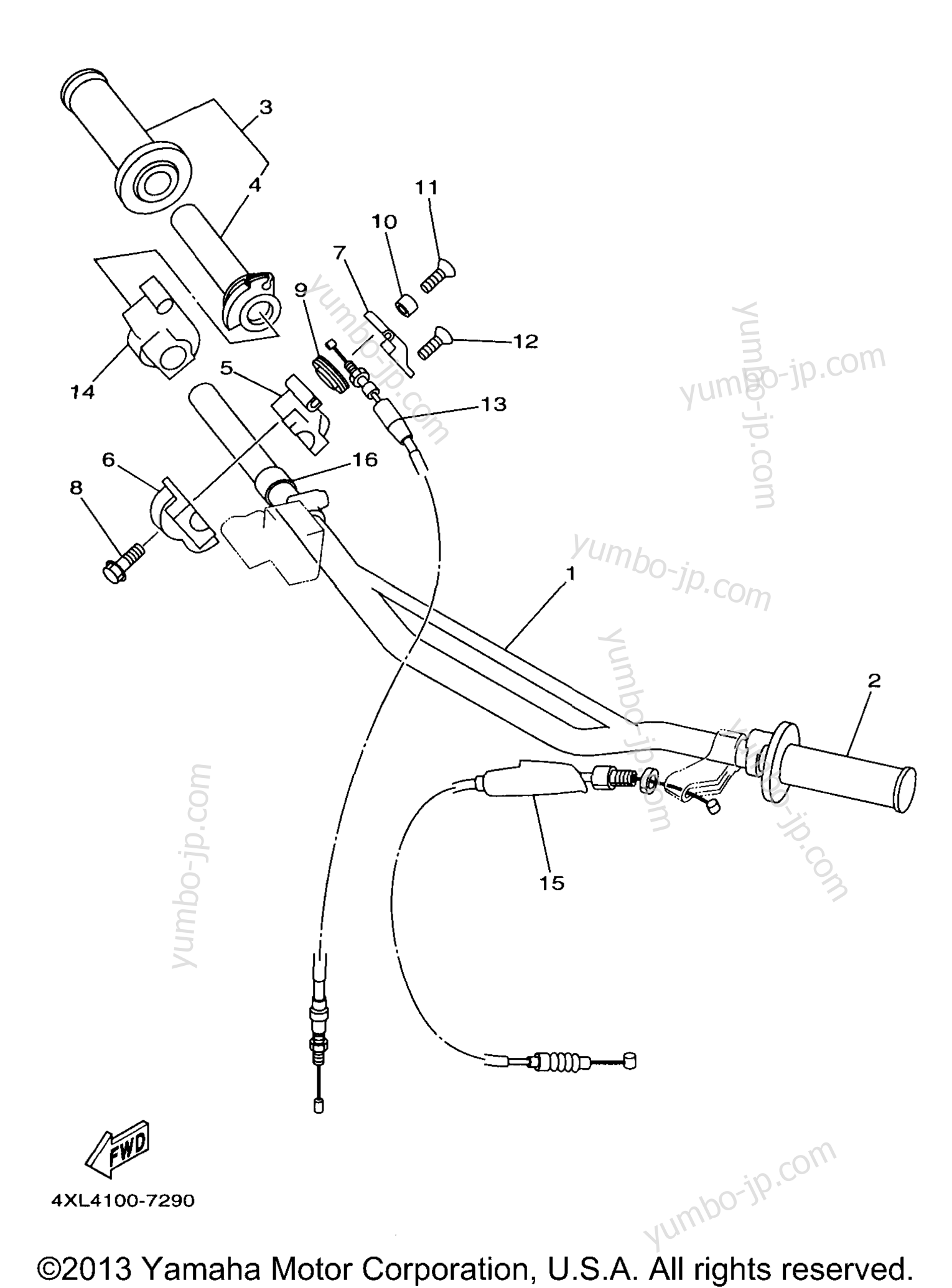 Steering Handle - Cable для мотоциклов YAMAHA COMPETITION (YZ250J1) 1997 г.