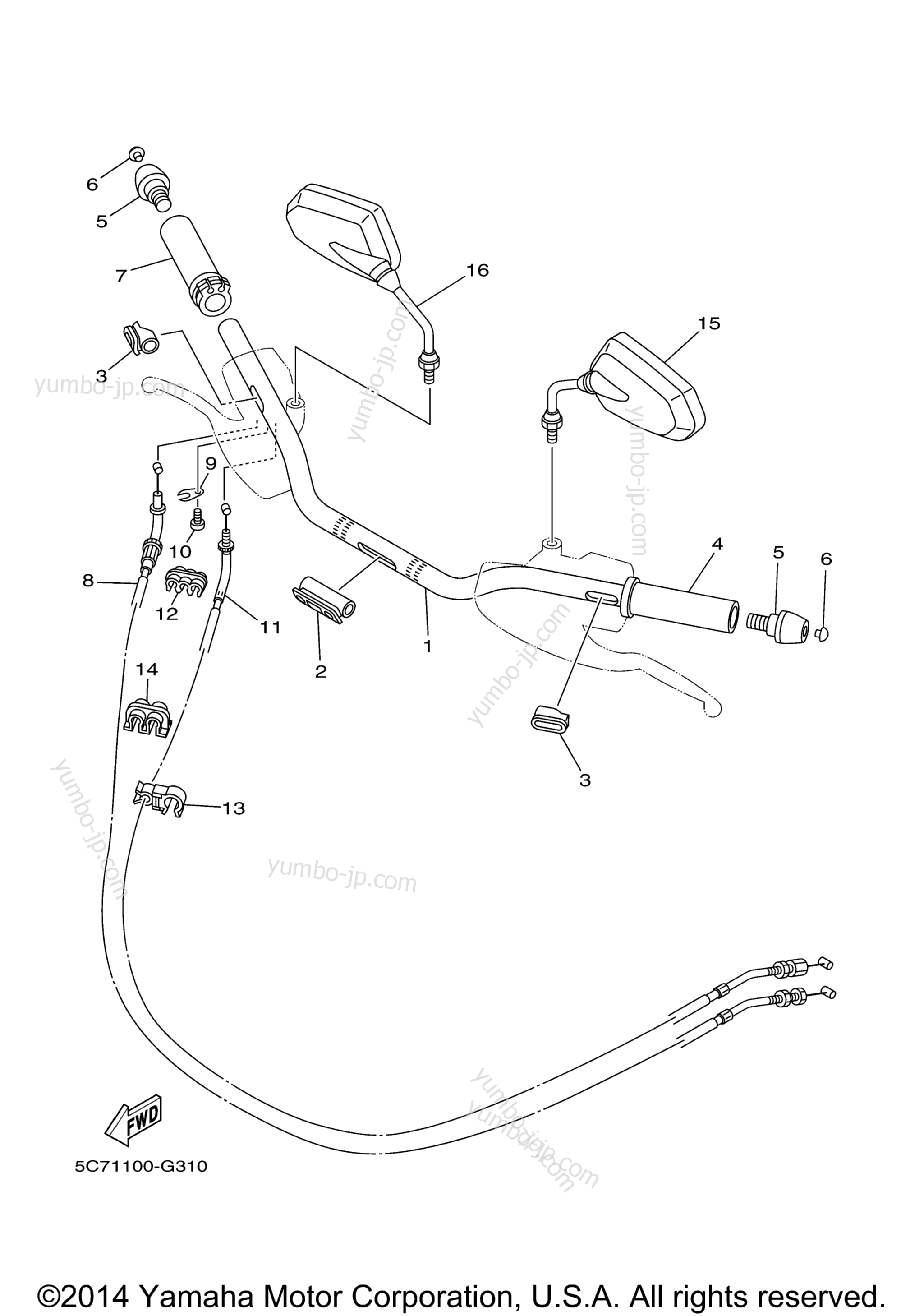 Steering Handle Cable for motorcycles YAMAHA RAIDER S (XV19CSAL) 2011 year